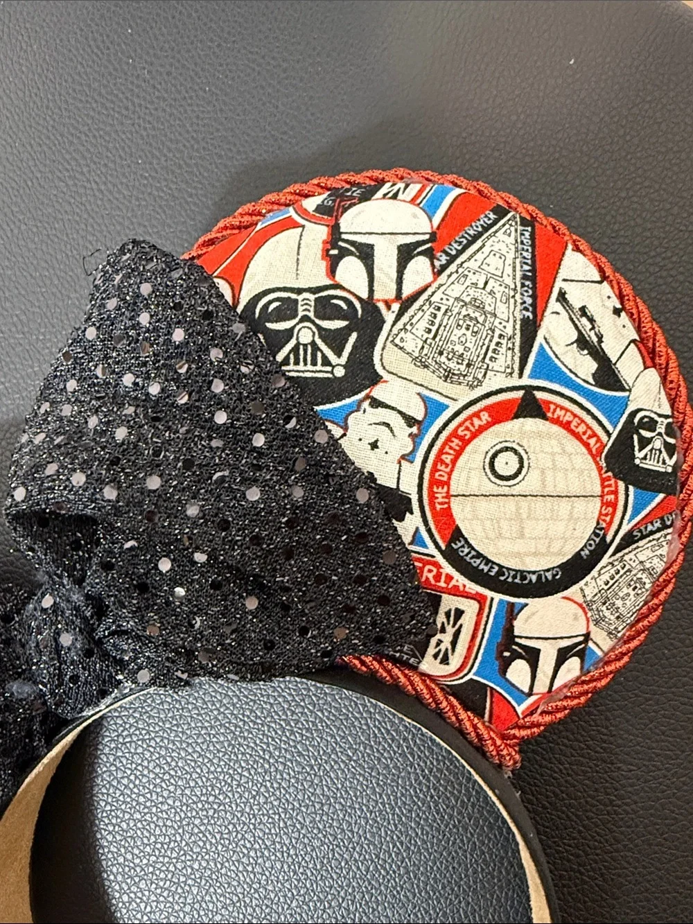Star Wars Sequin Bow Ear Headband in Black and Red
